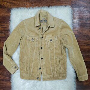 Only & Sons Cotton Blend Button-Front Mens S Long Sleeve Corduroy Jacket Beige